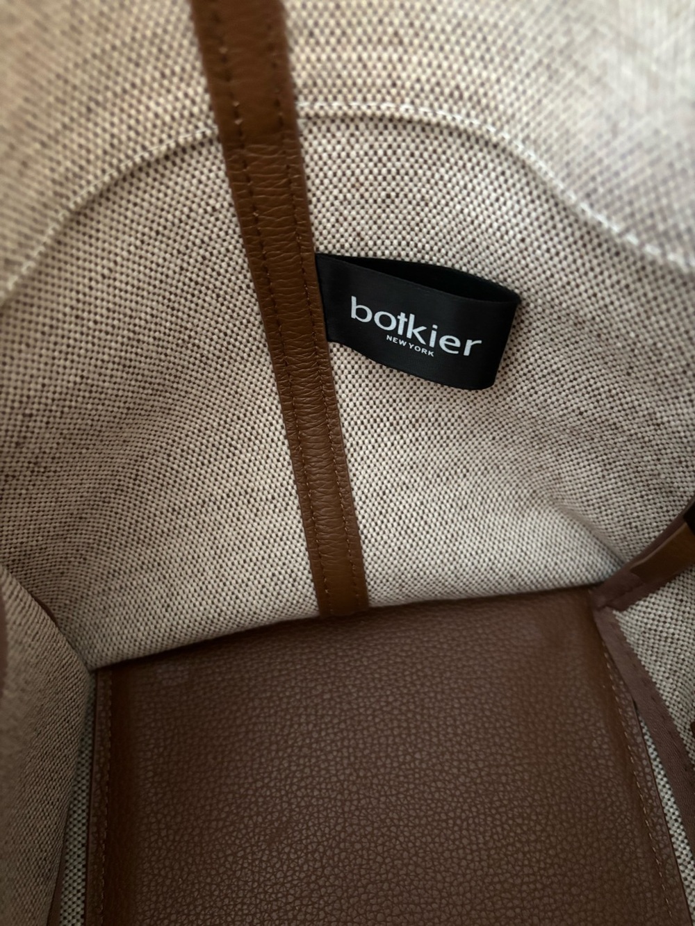 Botkier Two-Tone Brown & Cream Canvas Leather Tote - Picture 3 of 6